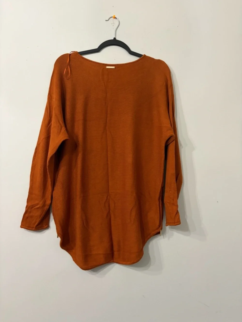 Michael Kors Burnt Orange Knit Sweater with side zipper embellishment
